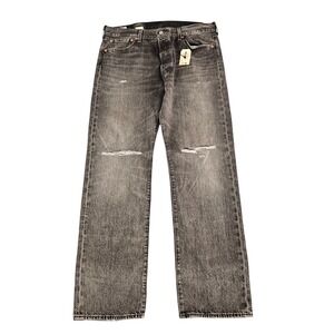 Levis 501 Original Men's Premium Distressed Grey Jeans 36x32 Button Fly
